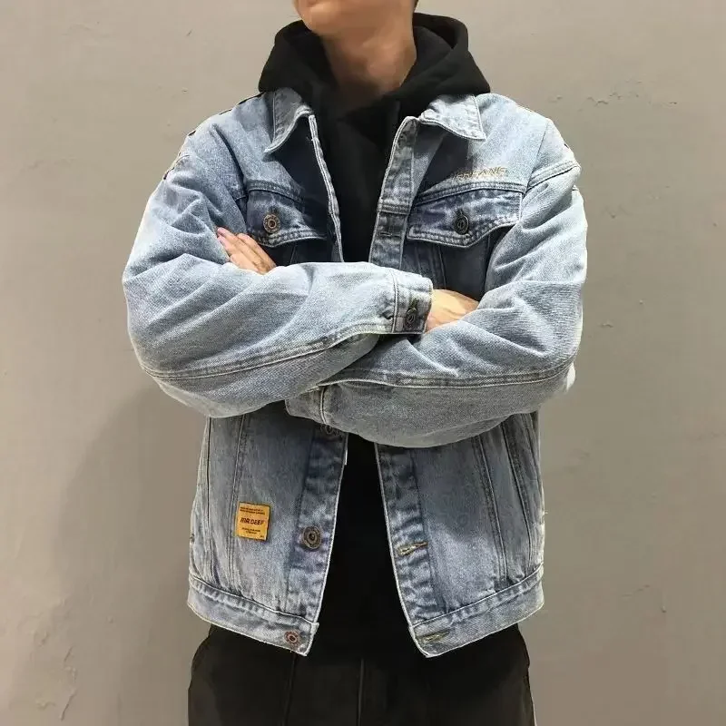 Embroidery Jeans - Chaquetas Vaqueras para Hombre, Chaqueta de