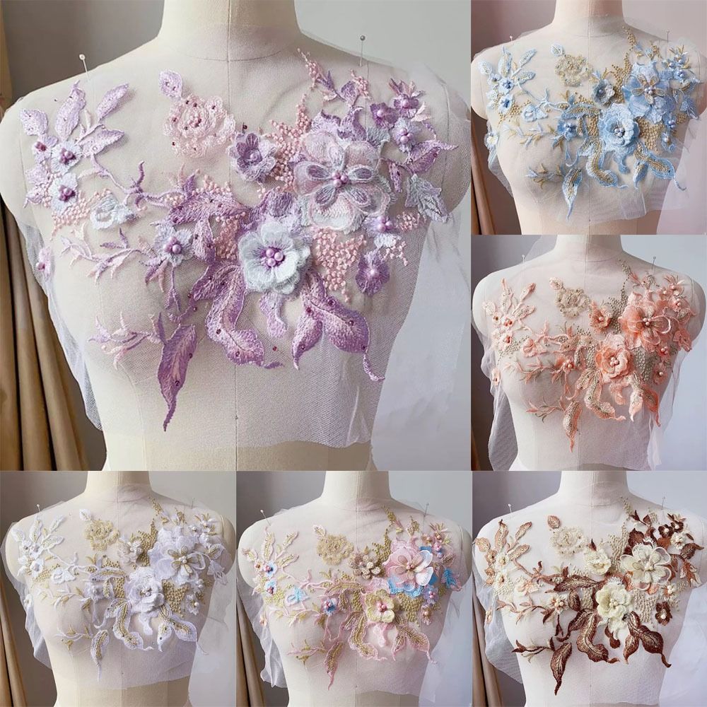 Embroidery Flower Pattern - Parches de lentejuelas coloridos y elegantes