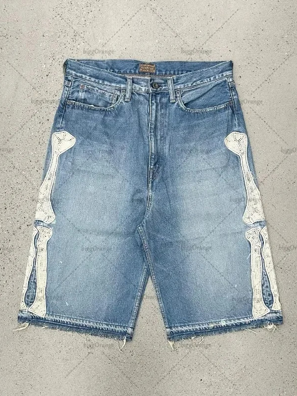 Embroidery Jeans - Shorts Vaqueros Vintage Y2K Estilo Harajuku