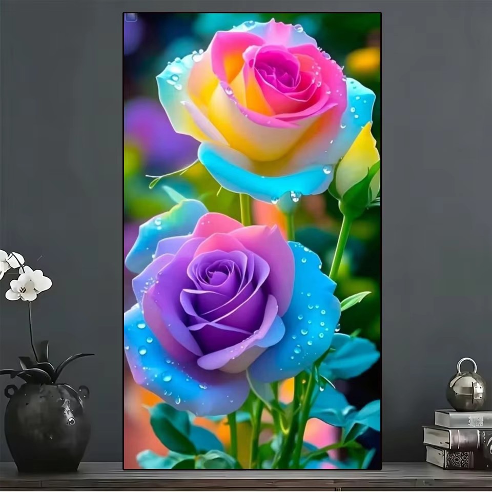 Embroidery Rose Stitch - Pintura de Diamantes Cuadrados Completos DIY,