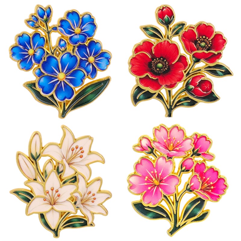 Embroidery Garment - Bonito Broche de Esmalte Floral Vintage