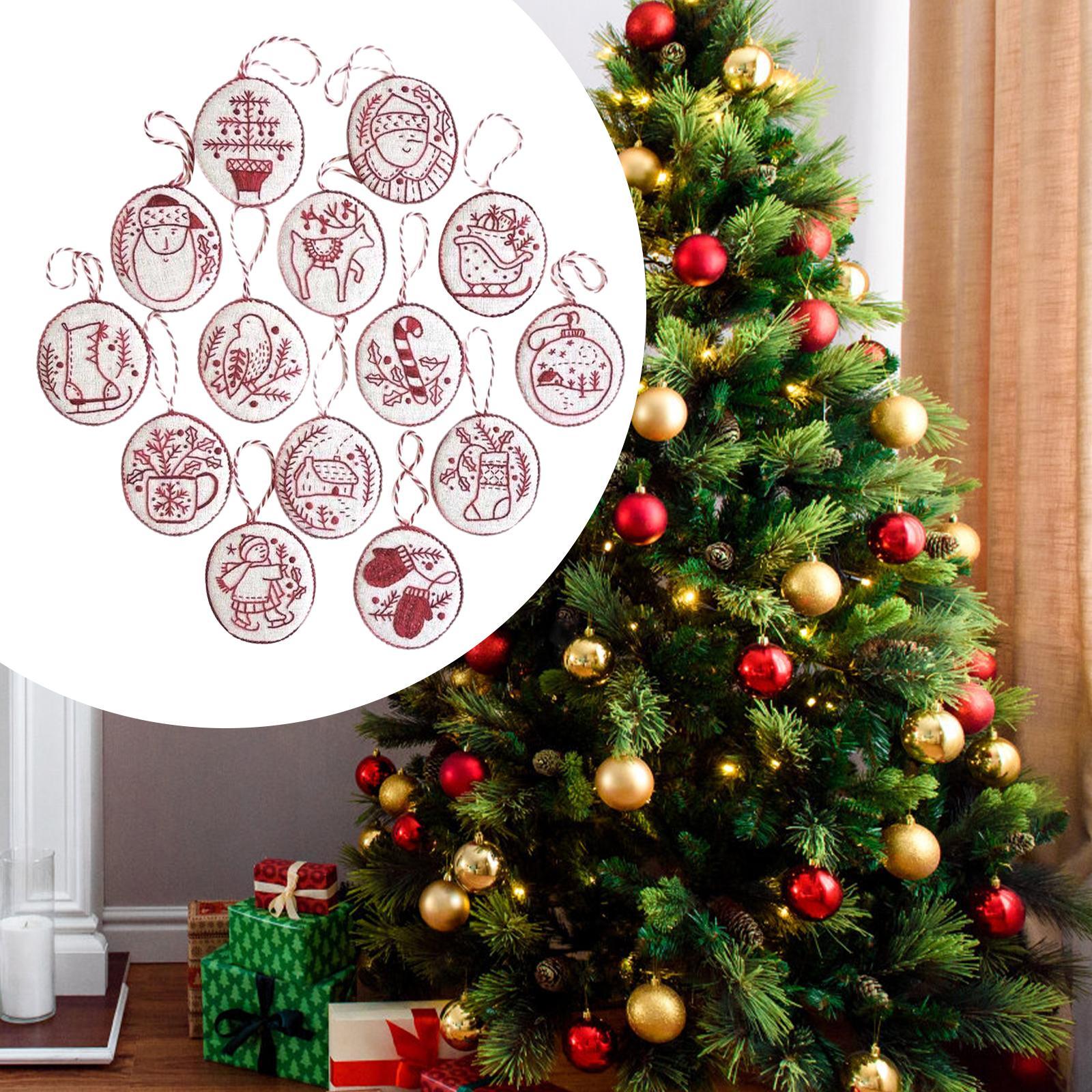 Embroidery Xmas Ornaments - Kit de adornos navideños bordados a