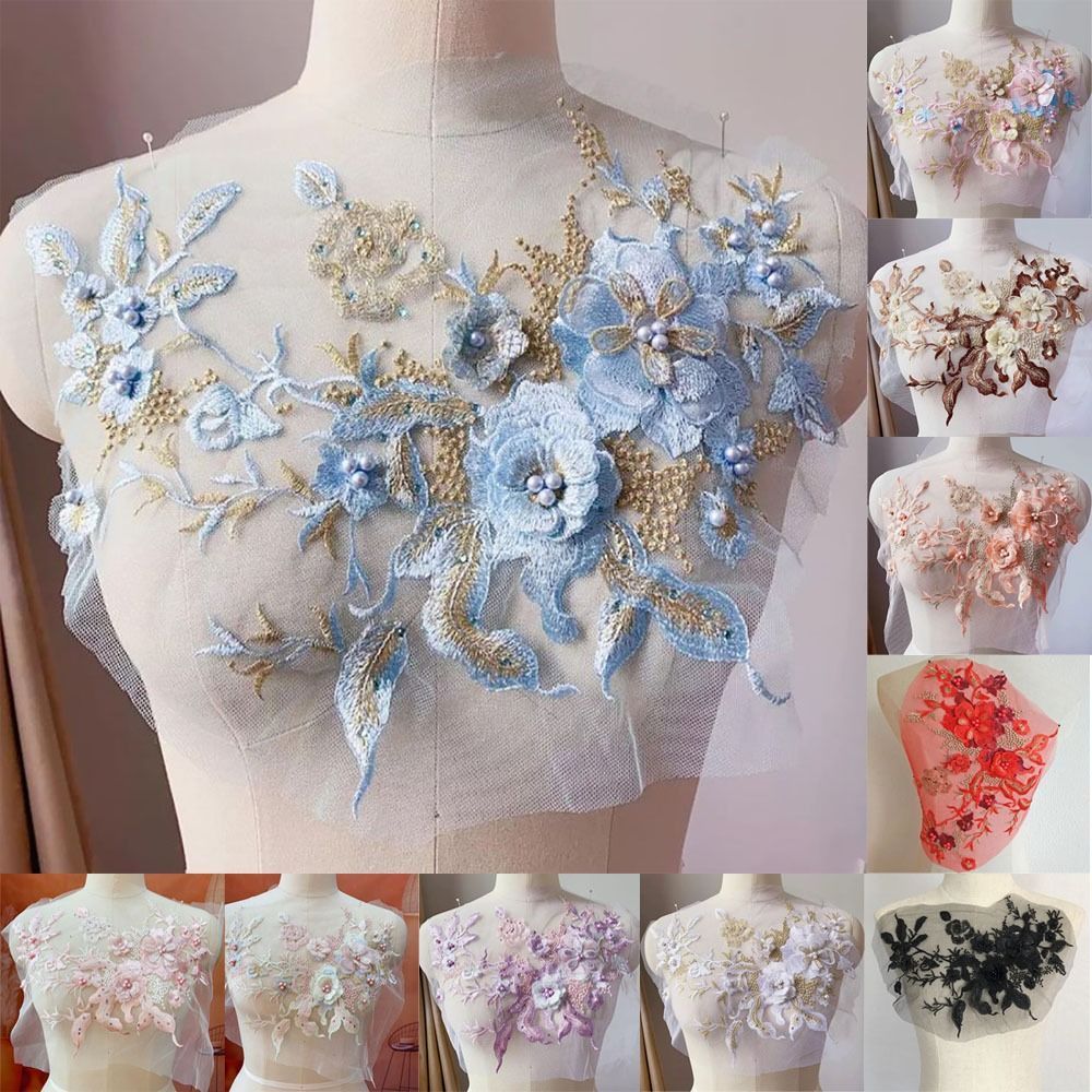 Telas de encaje con cuentas de - Embroidery Flower Pattern reseña y precio
