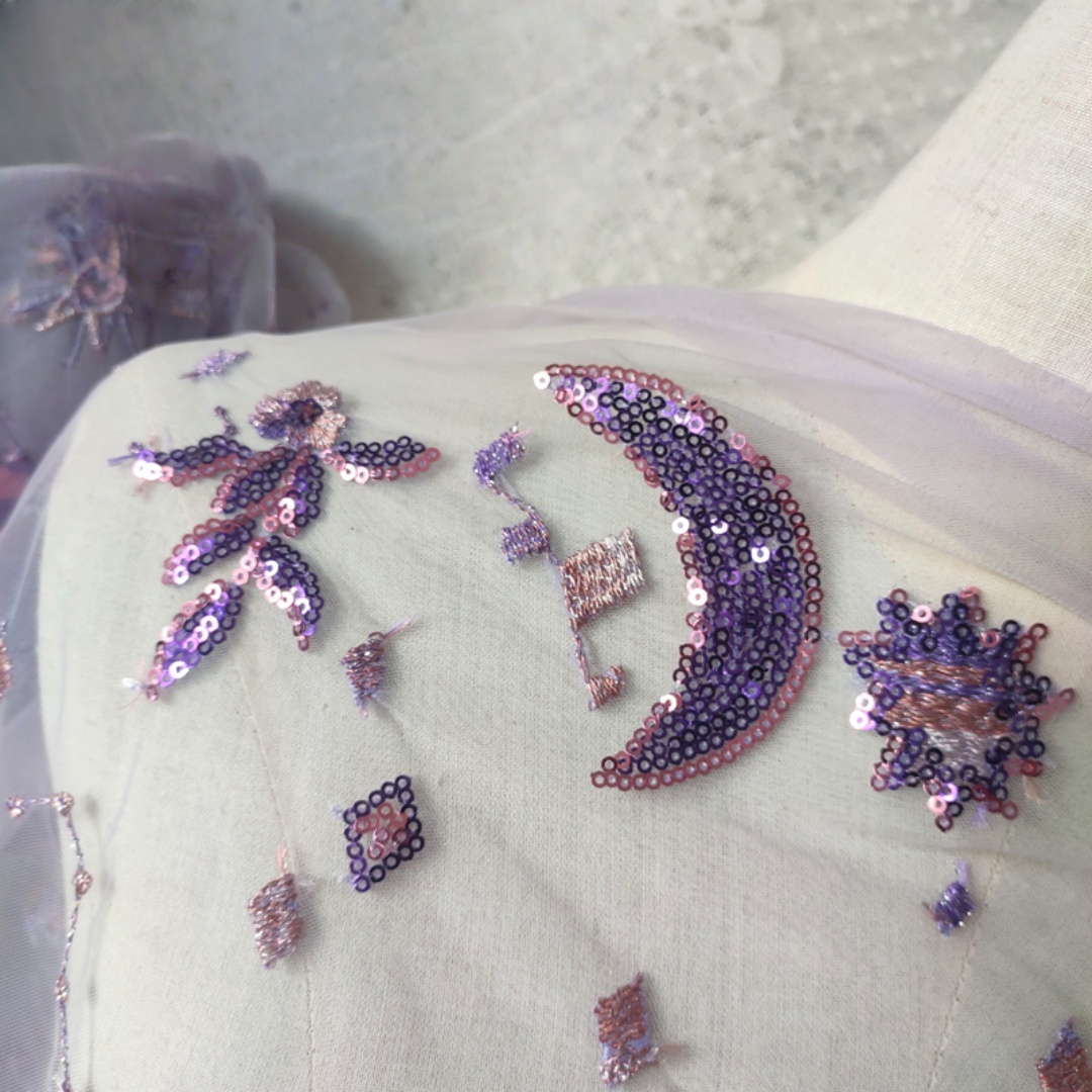 0,5 metros de ancho púrpura 55 - Embroidery Net Fabric reseña y precio