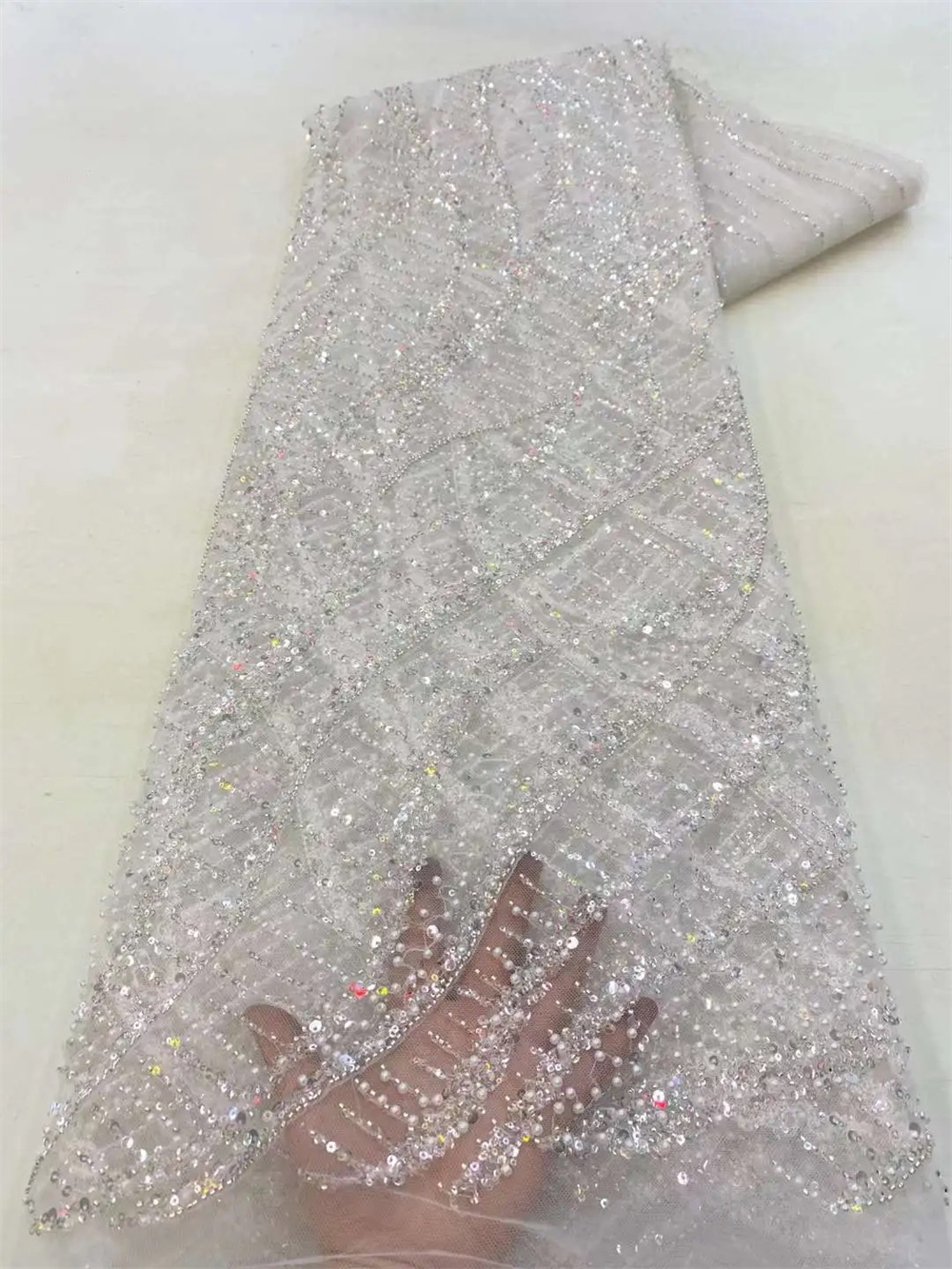 Tela de encaje con cuentas de  - Embroidery Net Fabric reseña y precio
