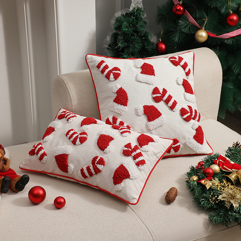 Funda de almohada navideña roj - Embroidery Xmas Ornaments reseña y precio
