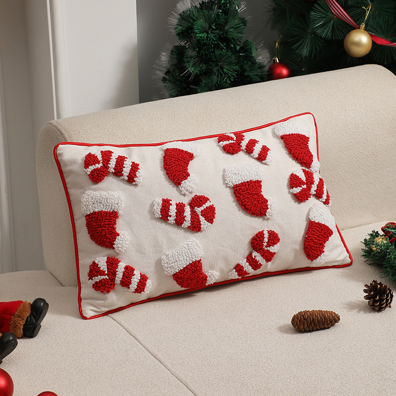 Funda de almohada navideña roj - Embroidery Xmas Ornaments reseña y precio