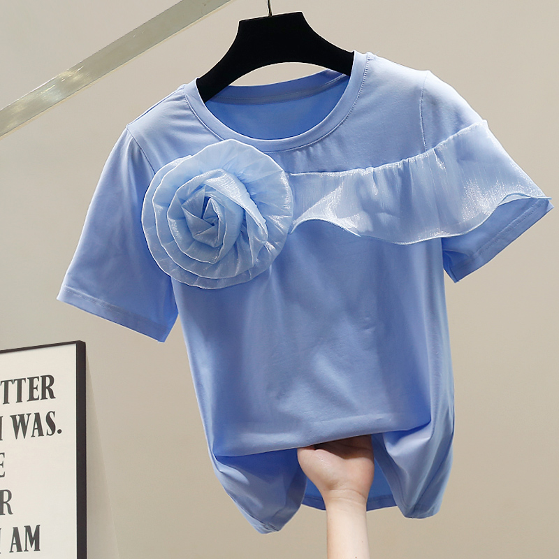 Camiseta coreana de moda de ma - Embroidery Flower Pattern reseña y precio