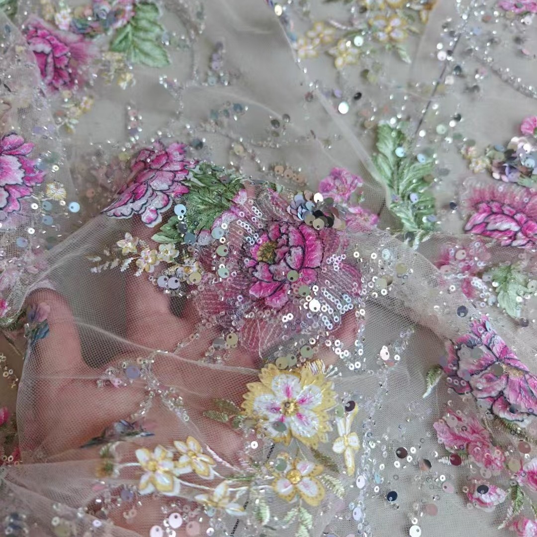 Tela de encaje de lujo con cue - Embroidery Net Fabric reseña y precio
