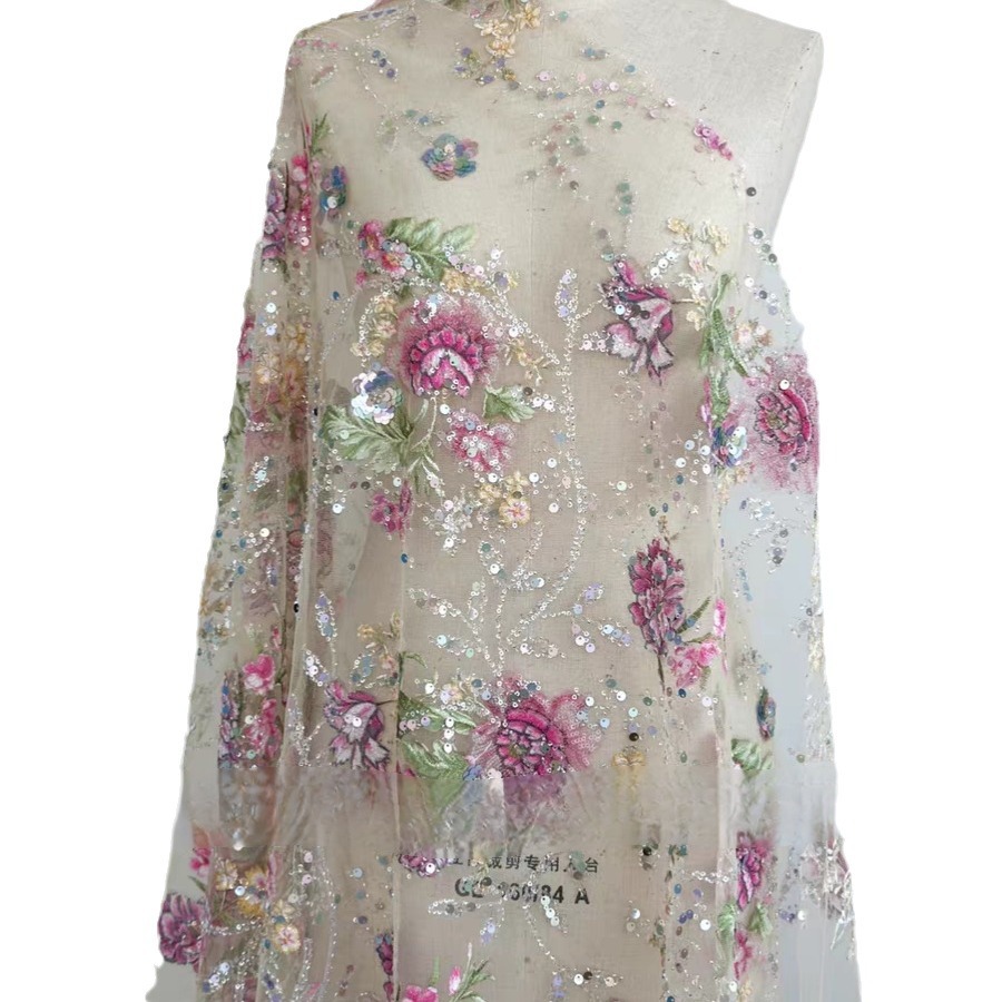 Tela de encaje de lujo con cue - Embroidery Net Fabric reseña y precio