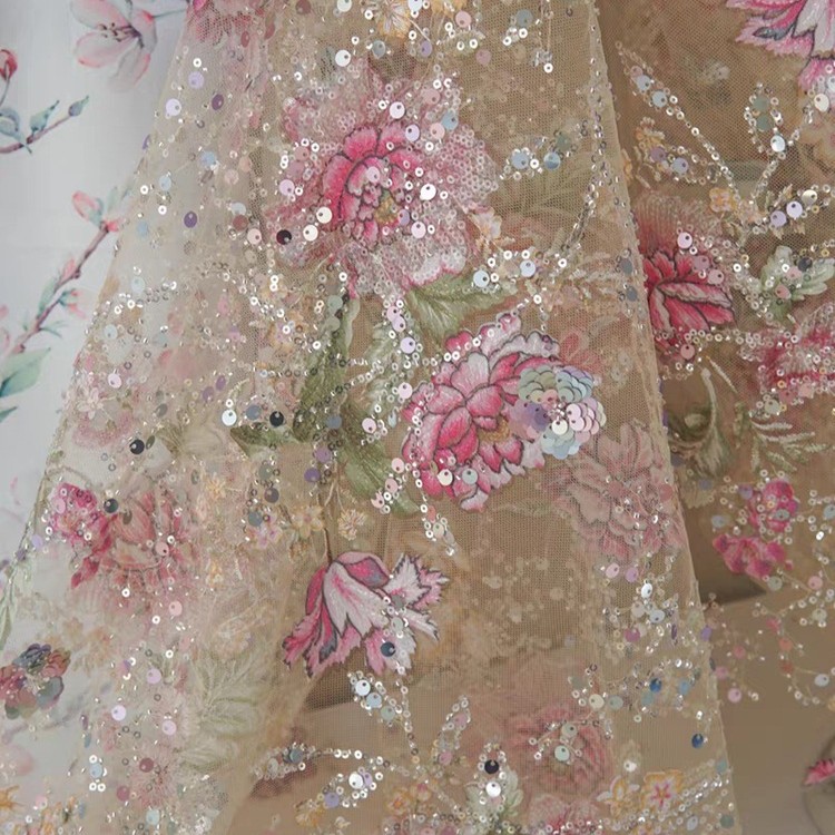 Tela de encaje de lujo con cue - Embroidery Net Fabric reseña y precio