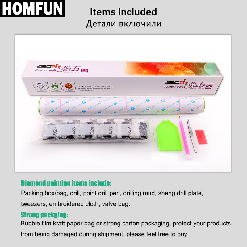 HOMFUN-pintura de diamante 5D  - Embroidery Rose Stitch reseña y precio