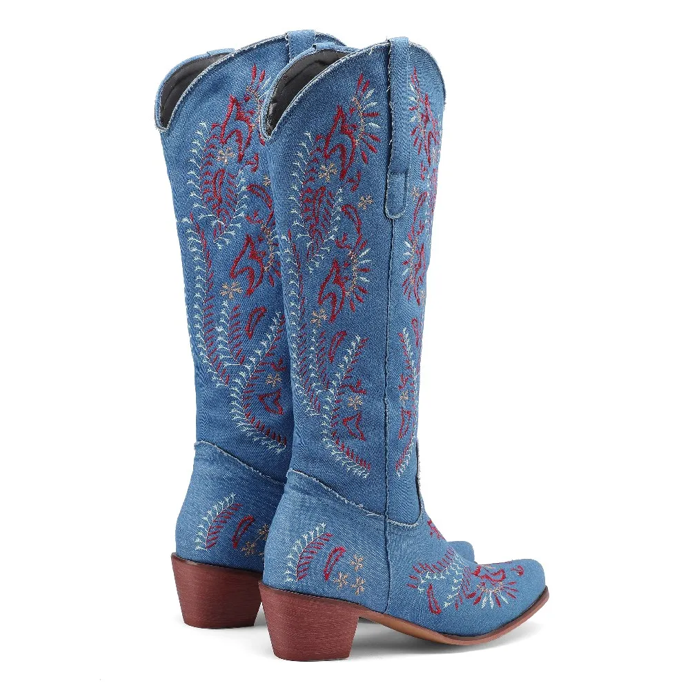 Botas vaqueras azules de vaque - Embroidery Jeans reseña y precio